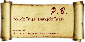 Polónyi Benjámin névjegykártya