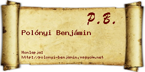 Polónyi Benjámin névjegykártya